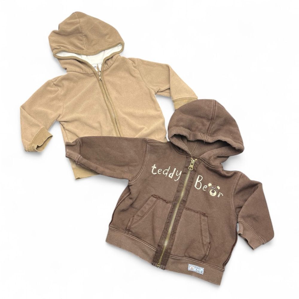 Brown & Tan Baby Boy Zip Up Hoodies 6-9 Months